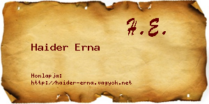 Haider Erna névjegykártya